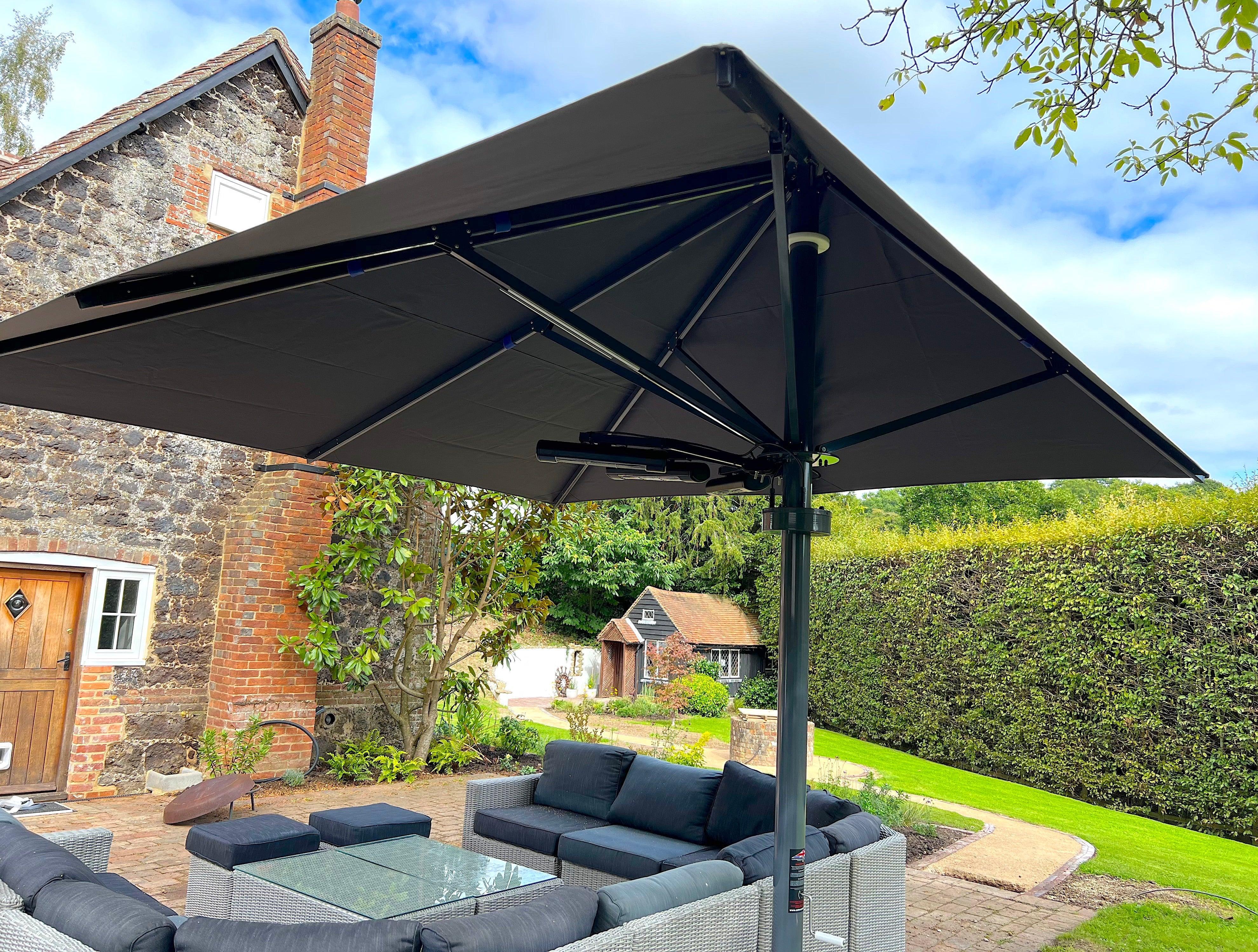 4.0 square patio umbrella Square umbrella 4.0 x 4.0 m – Outside Structures